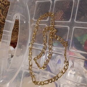 SEXY 24" CHUNKY 14K GOLD OVER STAINLESS STEEL FIGARO CHAIN NECKLACE
